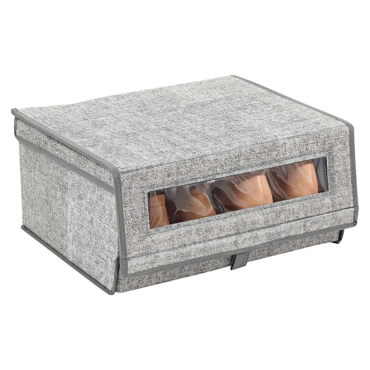 Taylor & Brown Set of 2 Large Fabric Stackable Shoe Storage Boxes with Lid & Transparent Window