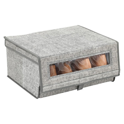 Taylor & Brown Set of 2 Large Fabric Stackable Shoe Storage Boxes with Lid & Transparent Window