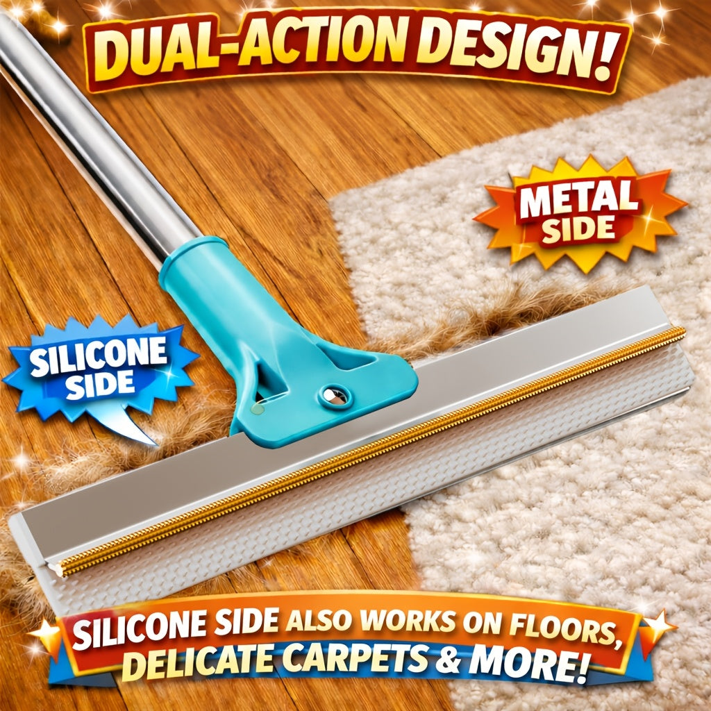 Pet Hair Remover & Carpet Rake - 129.54 cm Long Handle, Extra Wide Head for Deep Clean On Carpets, Rugs And Carpeted Stairs, Reusable Dog And Cat Hair Tool, Spring Cleaning Essential
