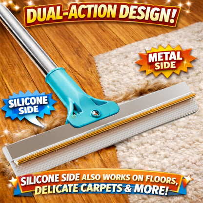 Pet Hair Remover & Carpet Rake - 129.54 cm Long Handle, Extra Wide Head for Deep Clean On Carpets, Rugs And Carpeted Stairs, Reusable Dog And Cat Hair Tool, Spring Cleaning Essential
