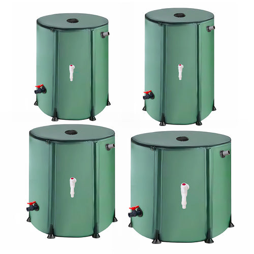 50L/100L/160L/200L Rainwater Collection Tanks, Portable Outdoor Water Tanks, Rainwater Collection System, Container Set with Filter Net and Overflow Device
