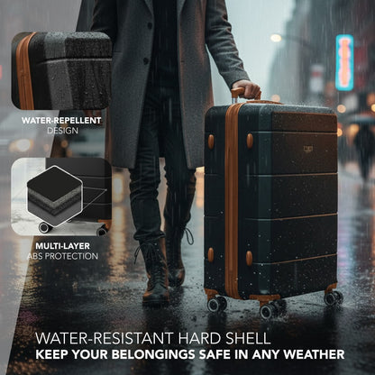 28 Inch Large Suitcase Lightweight ABS Hard Shell with TSA Lock & 4 Spinner Wheels - 75x49x29cm Check-In Luggage, Water-Resistant, UK Stock