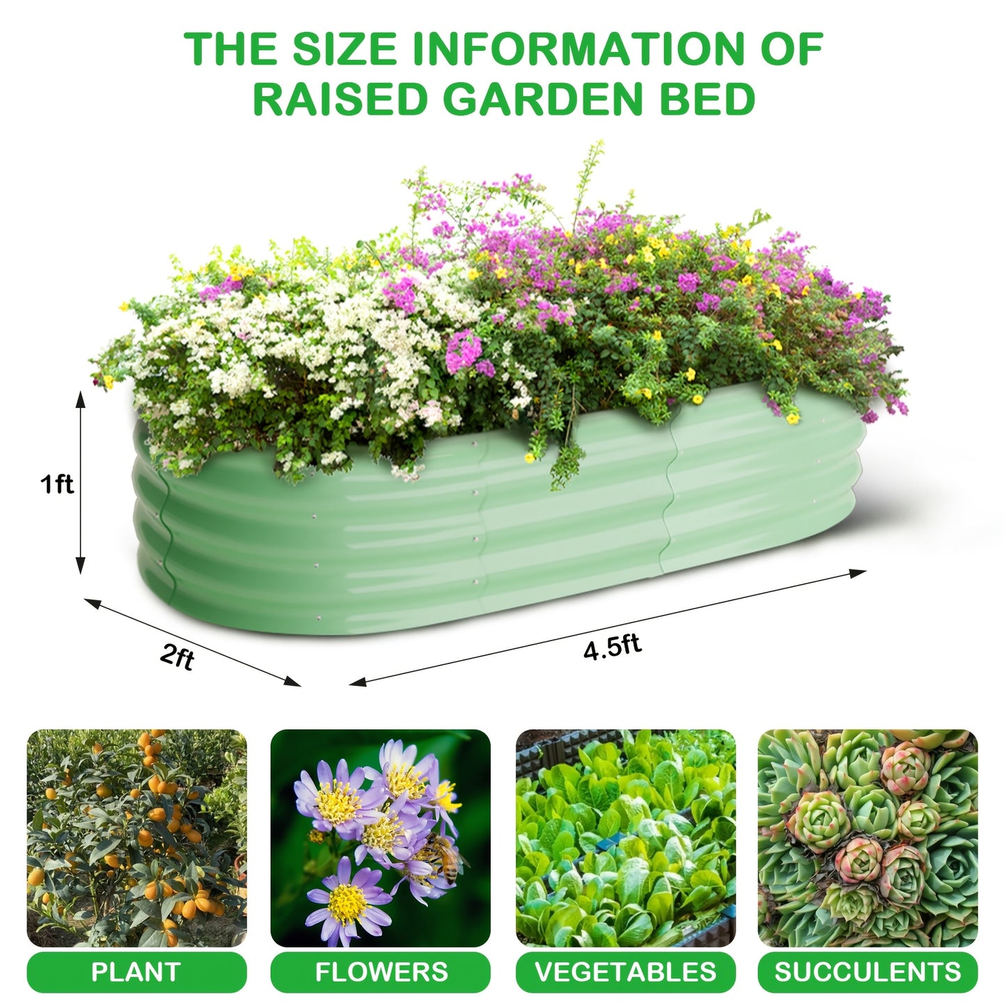 2pcs Set Galvanized Raised Garden Beds for Vegetables And Flowers - 137.16x60.96x30.48cm Oval Metal Planter Boxes, Tool-Free Assembly, Open-Bottom Design, Outdoor & Backyard Gardening