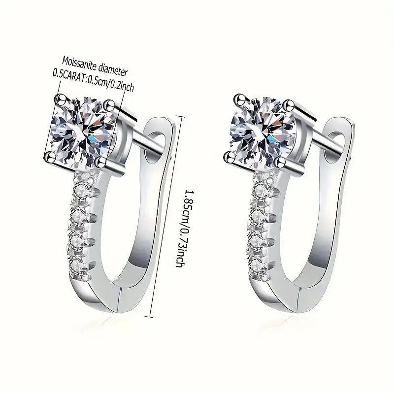 925 Sterling Silver 0.5-2Ct Moissanite Earrings with 4 Small Diamonds, Perfect Anniversary, Birthday, Valentine'S & Mother'S Day Gift for Her, Gift Box Included