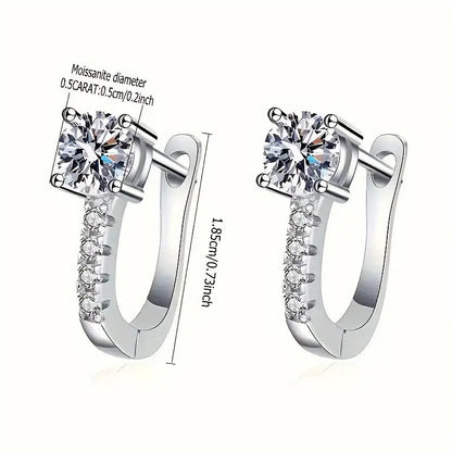 925 Sterling Silver 0.5-2Ct Moissanite Earrings with 4 Small Diamonds, Perfect Anniversary, Birthday, Valentine'S & Mother'S Day Gift for Her, Gift Box Included