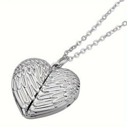 Personalized Angel Wings Necklace Heart Box Pendant Custom Picture Open Box Angel Wing Pendant