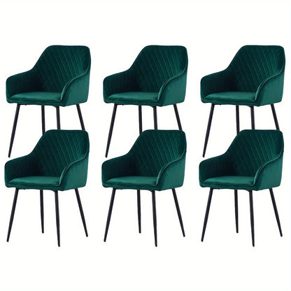 Velvet Dining Chairs with Armrests & Black Metal Legs, Upholstered Armchair 120kg Capacity 43x55x81cm, Set of 1 2 4 or 6 for Dining Room Kitchen Living Room