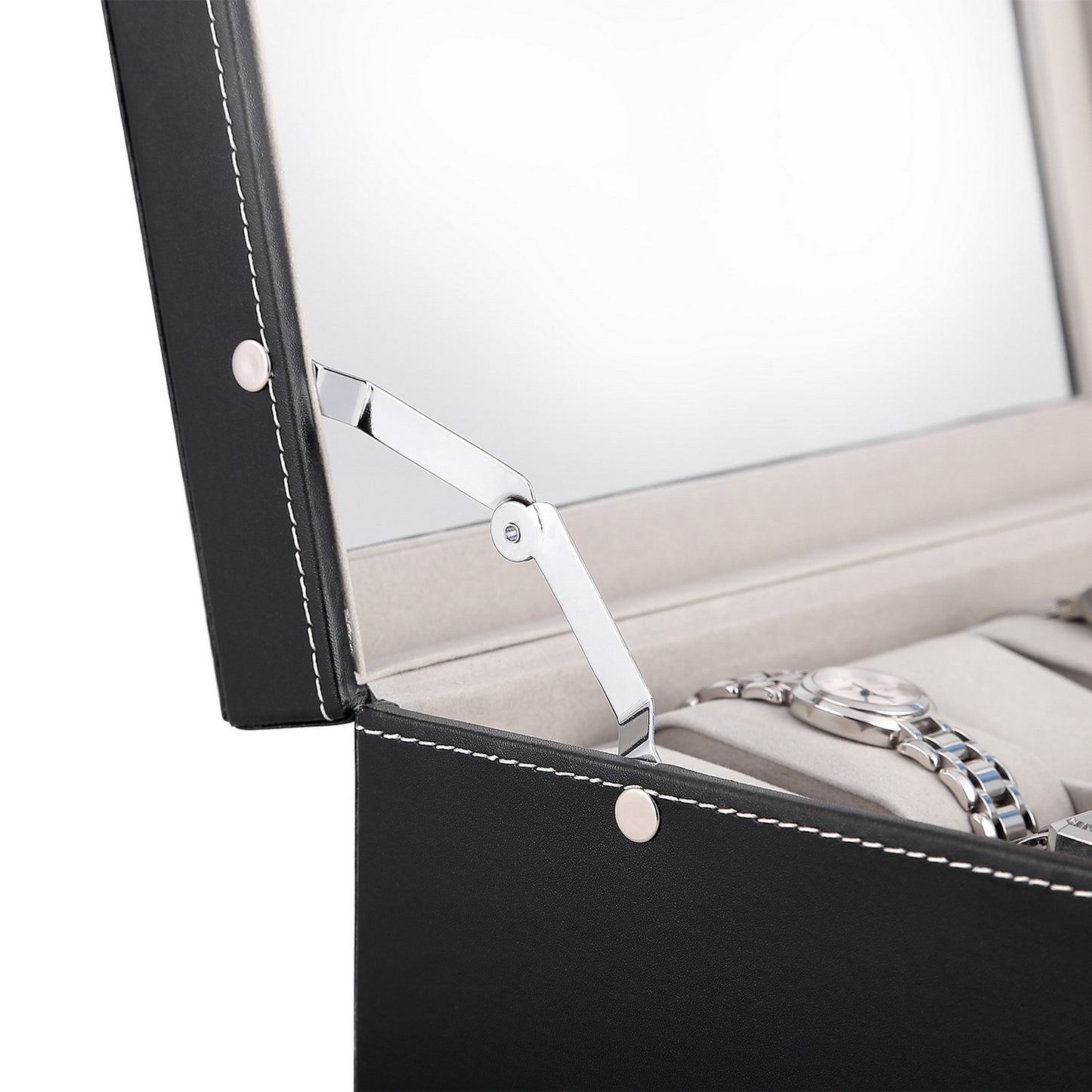 Uten Watch Box 12 Slots, 2-Tier Watch Case with Glass Lid, Watch Display Storage Box for Men and Women, Removable Watch Pillows