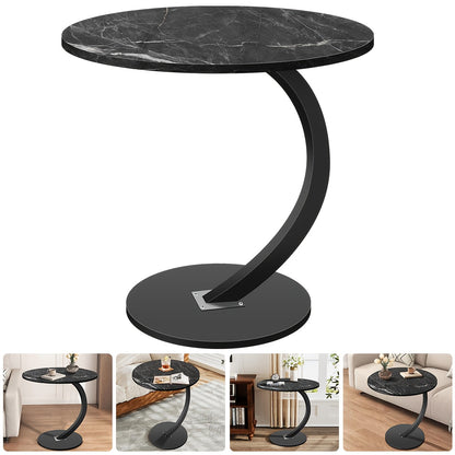 Table And Drawer Storage 1pc Blackstone Round Single-Level Sofa Side Table New Round Sofa Table Durable Density Board Bedroom Multi-Functional Side Table Metal Frame Space Saving Perfect for Living Room Sofa And Bedroom