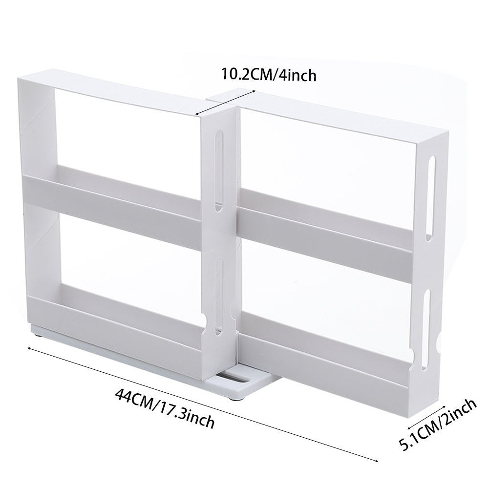 1 piece, double-layer rotating kitchen spice rack, plastic shelf, multi-purpose organizer for kitchen, pull-out cabinet and countertop storage for spice bottles and cans, space saving storage rack, white, size: 28 cm W x 10.2 cm D x 27.5 cm H