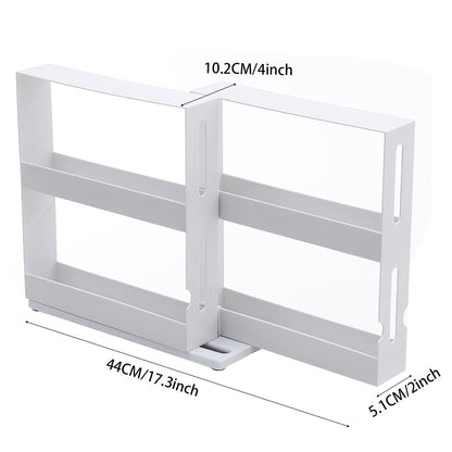 1 piece, double-layer rotating kitchen spice rack, plastic shelf, multi-purpose organizer for kitchen, pull-out cabinet and countertop storage for spice bottles and cans, space saving storage rack, white, size: 28 cm W x 10.2 cm D x 27.5 cm H