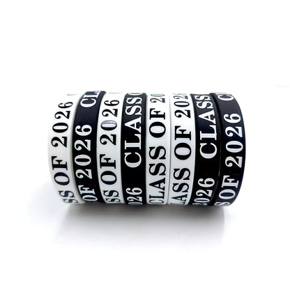 24pcs Class of 2026 Graduation Silicone Wristband, Graduation Wristband 2026 Graduation Celebration Wristband, Graduation Party Souvenir Set Suitable for Graduation Party Commemorative Gifts (Black, White)