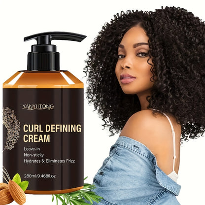 280Ml Curl Cream Containing Moroccan Argan Oil, Castor Oil, Rosemary Essential Oil Defining Curl Cream Increasing Hair Shine And Volume Suitable for Wavy And Curly Hair Moisturizing Hair Deep Care Styling Cream