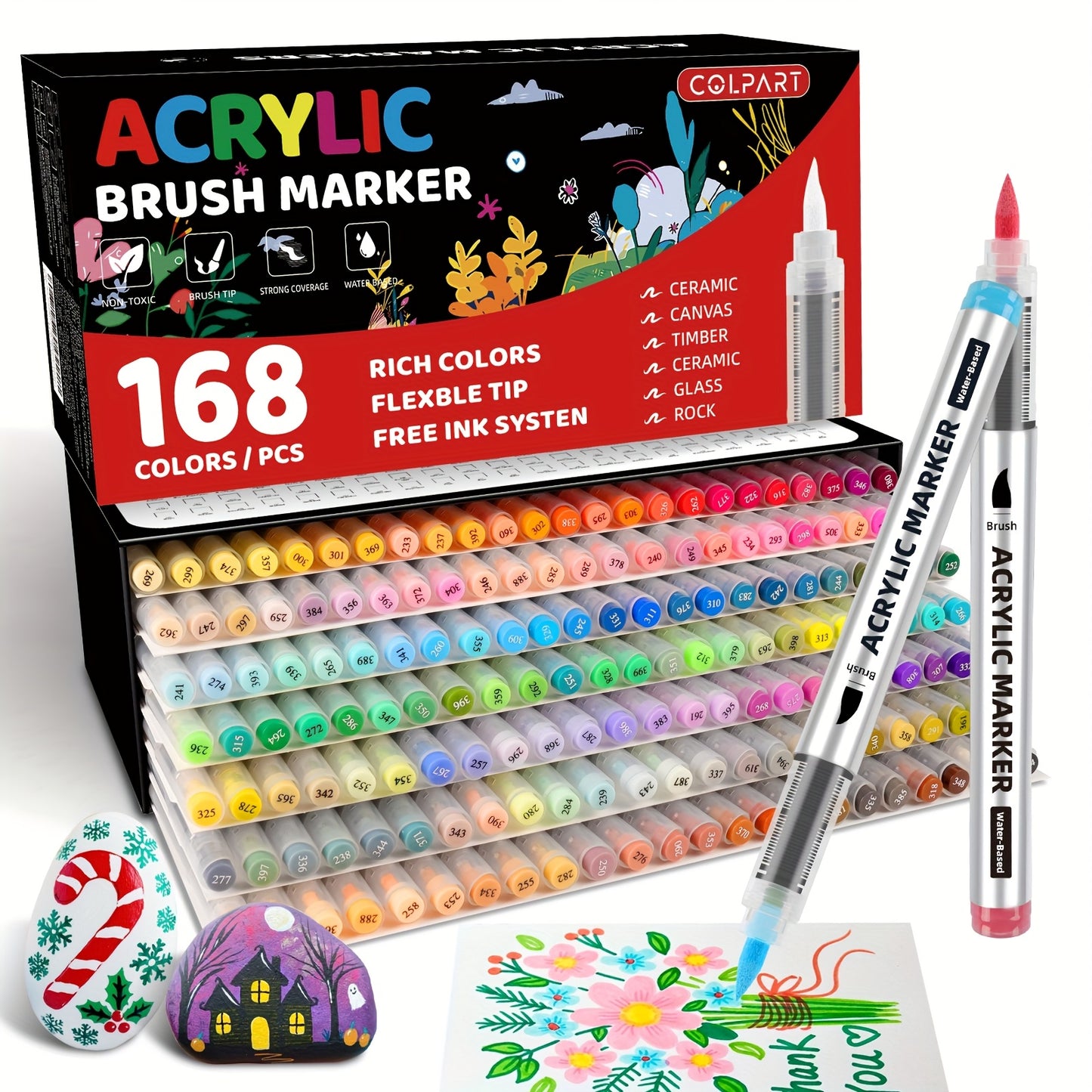 Acrylic Pens with Liquid Ink System, Waterproof & Quick Drying, Innovative Ink Flow Design, Non-Toxic Acrylic Paint Markers for Stones, Glass, Wood, Ceramic And Porcelain, Art Professional Supplies