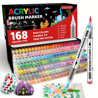 Acrylic Pens with Liquid Ink System, Waterproof & Quick Drying, Innovative Ink Flow Design, Non-Toxic Acrylic Paint Markers for Stones, Glass, Wood, Ceramic And Porcelain, Art Professional Supplies