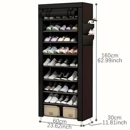 10-Tier Shoe Storage Organizer with a Dust Cover, Space-Saving Entryway Shoe Rack, Easy to Put Together, Ideal for Home Shoe Storage And Closets
