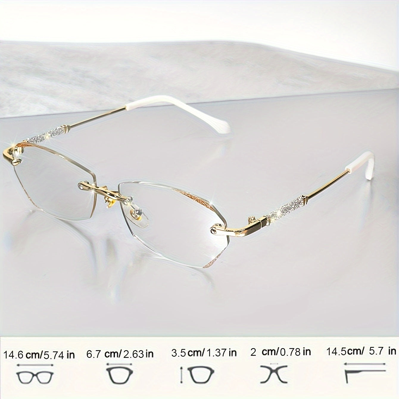 Set of 2 Stylish Rimless Reading Glasses/Sparkling Fashion Eyewear for Both Men And Women/Available in Strengths from +1.0 to +3.5