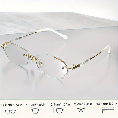 Set of 2 Stylish Rimless Reading Glasses/Sparkling Fashion Eyewear for Both Men And Women/Available in Strengths from +1.0 to +3.5