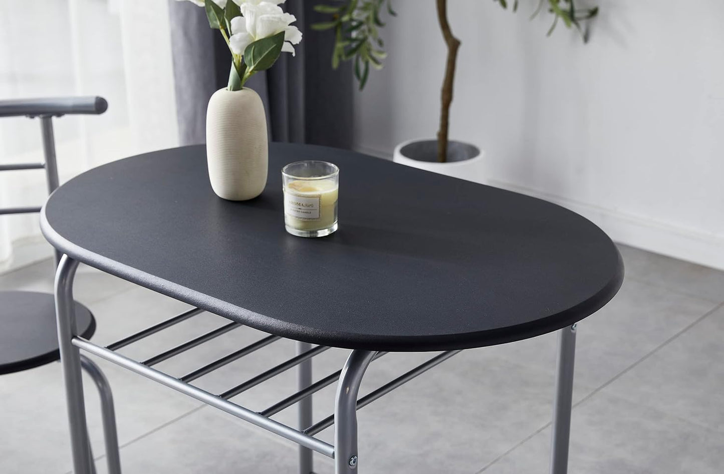 Dining Table and Chairs Set Metal Wood Effect Kitchen Table Dining Chairs