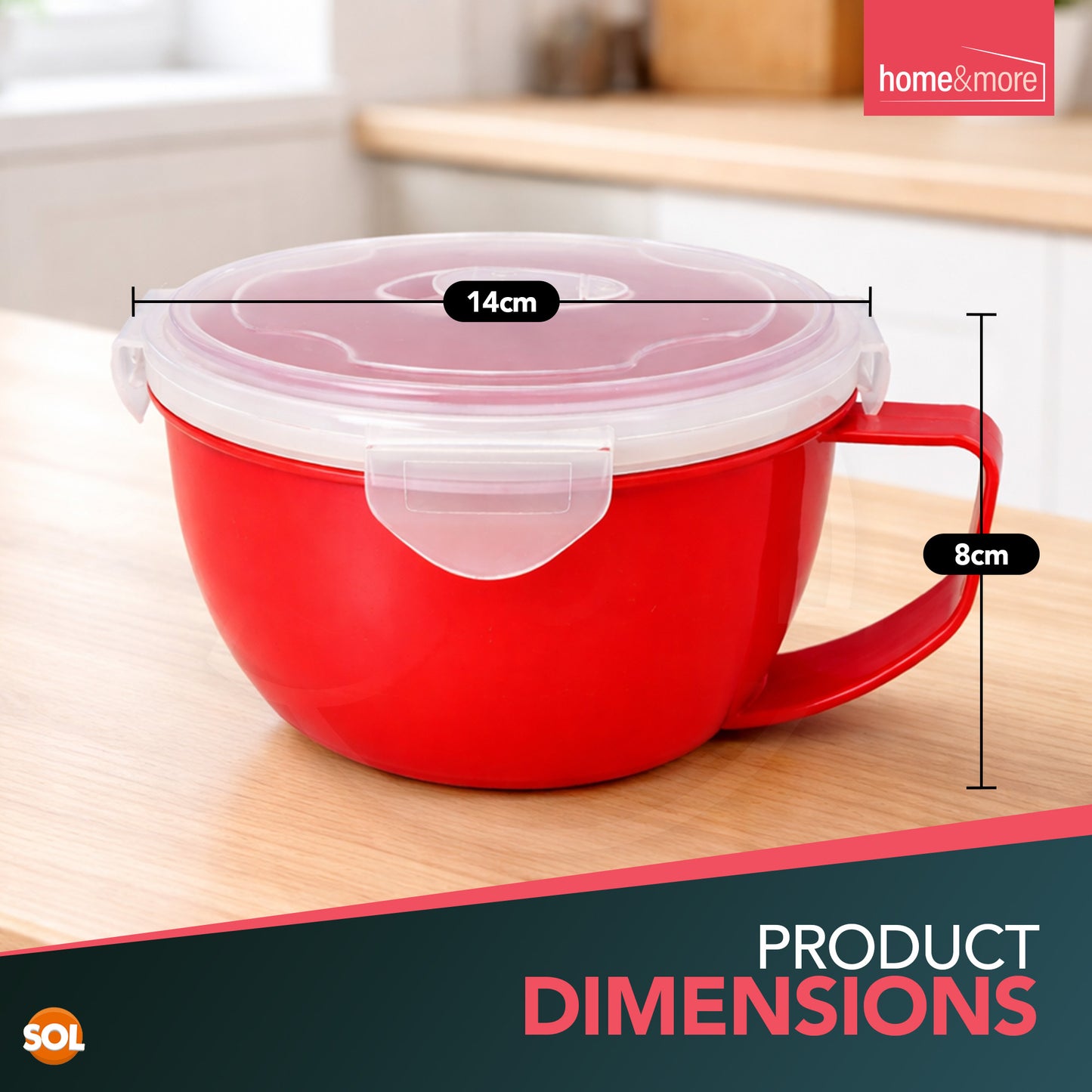 2-8 Pack Microwave Soup Bowl with Lid & Handle | 900ml Soup Mug Cup for Noodles, Porridge & Lunch | Leak Proof Food Container | Microwave-Safe Lunch Bowl with Vented Lid | Dishwasher Safe Portion Control Lunch Box | Reusable Microwavable Soup Mugs