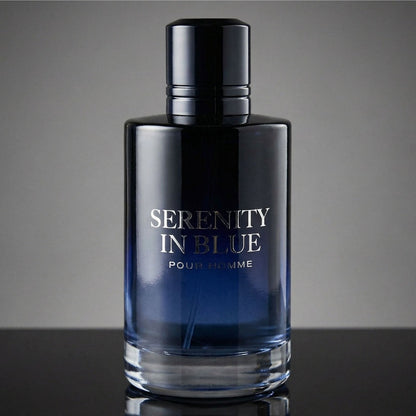 Serenity in Blue Pour Homme Eau de Toilette 100ml Mens Fresh Woody Fragrance Bergamot Sandalwood Tonka Bean Vanilla Cologne Gift for Him