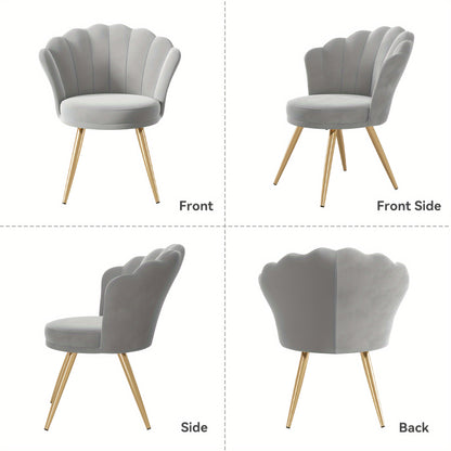 Modern Velvet Accent Chair With Back, Upholstered Vanity Chair For Makeup Room, Makeup Side Chair Desk Chair With Golden Metal Legs For Bedroom Living Room