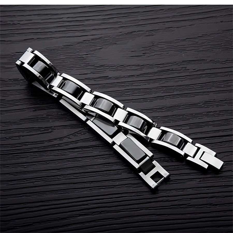 Black Stainless Steel Link Bracelet with Sizing Tool