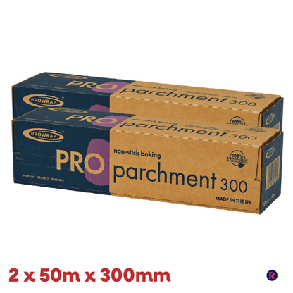 Prowrap Non-Stick Baking Parchment Paper with Cutterbox 300mm x 50m - 2 Pack (2 x 50m)
