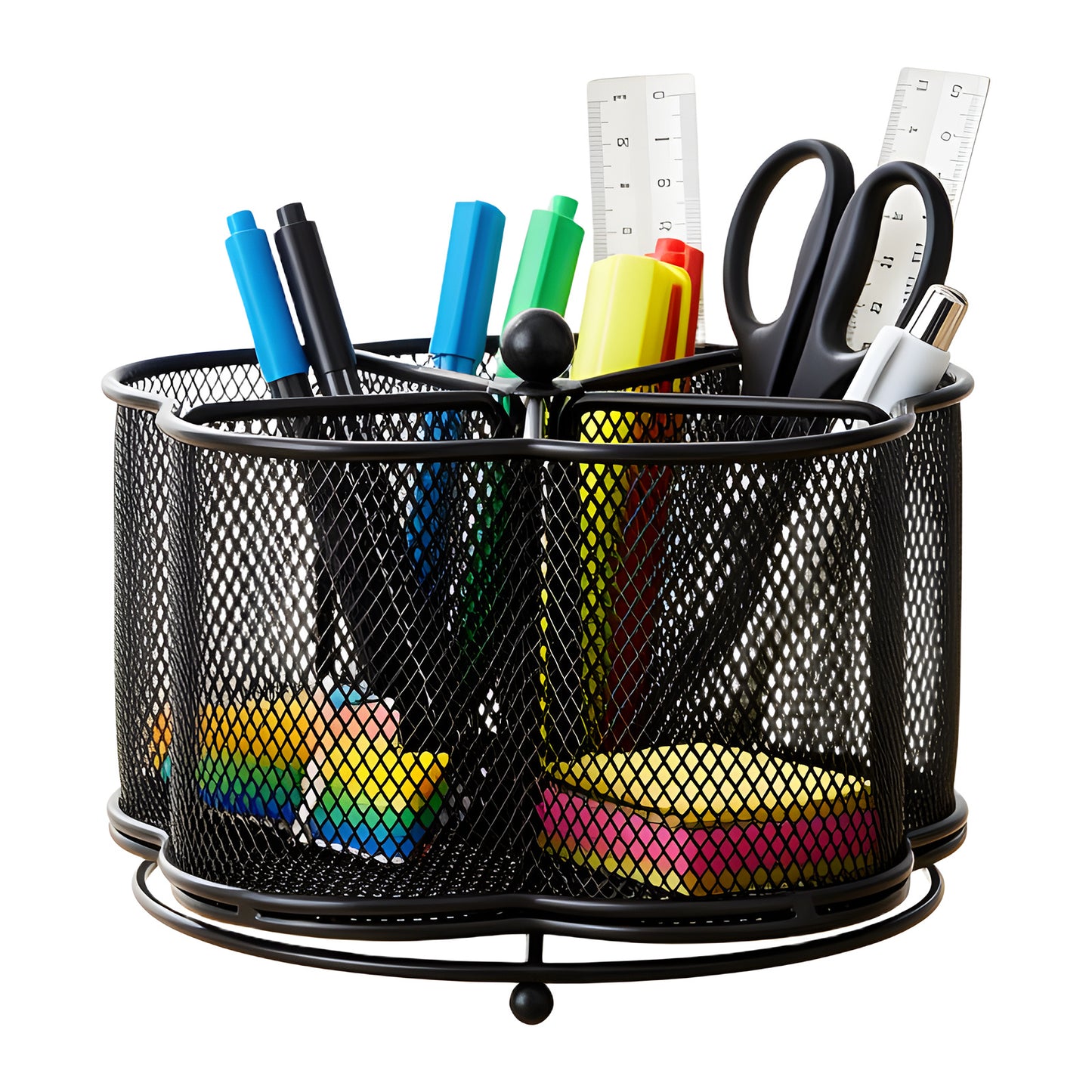 Kitchen Utensil Holder 360° Rotating Utensil Holder 18.29 X 12.95cm Large Metal Utensil Organizer 5-Compartment Metal Utensil Caddy Rotatable Cutlery Holder for Kitchen Dining Tables Kitchen Utensil Organizer Metal Flatware Caddy Countertop Utensil
