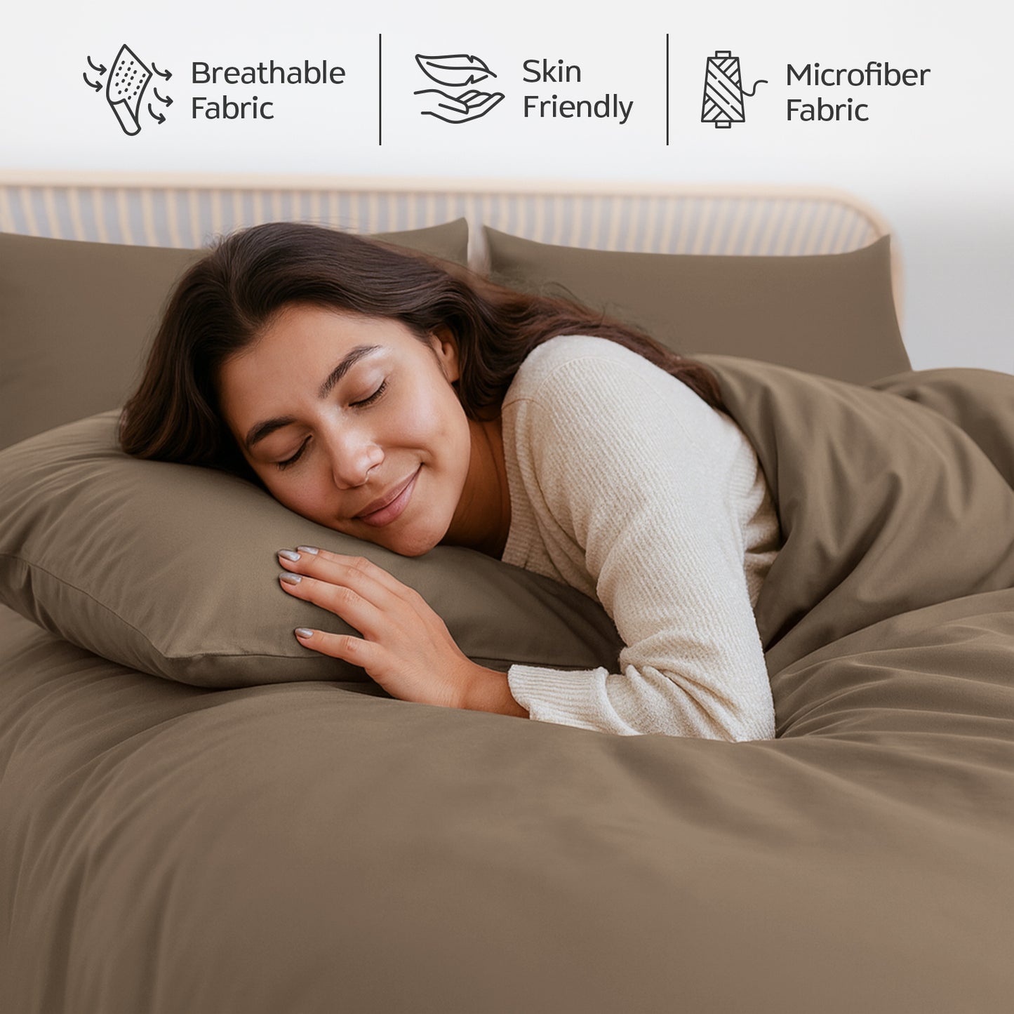 4pcs Brushed Solid Color Duvet Cover Set, Ultra-Soft & Breathable Microfiber, Includes 1pc Duvet Cover, 2pcs Pillowcases, 1pc Fitted Sheet, Single, Double, King, Super King Sizes
