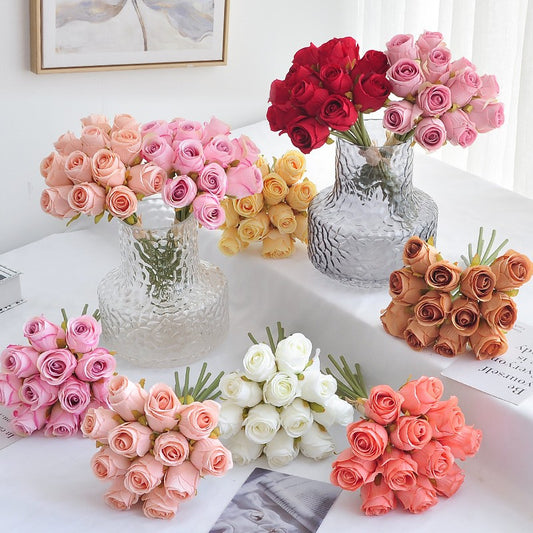 24x Artificial Single Rose Bud with Stem Flowers Fake Bouquet Wedding Party Home Decorations for Mother's Day