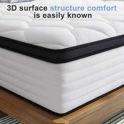 Memory Foam Hybrid Mattress with Pocket Springs – 22cm & 25cm, No-Noise Innerspring, Cooling Comfort, Mattress in a Box, Single, Small Double, Double & King