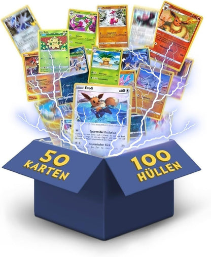 50 Original Mixed Pokémon Cards | English | Includes 3 Holo & 3 Rare Cards | From Current Sets | Perfect for Christmas | + 100 Card Sleeves