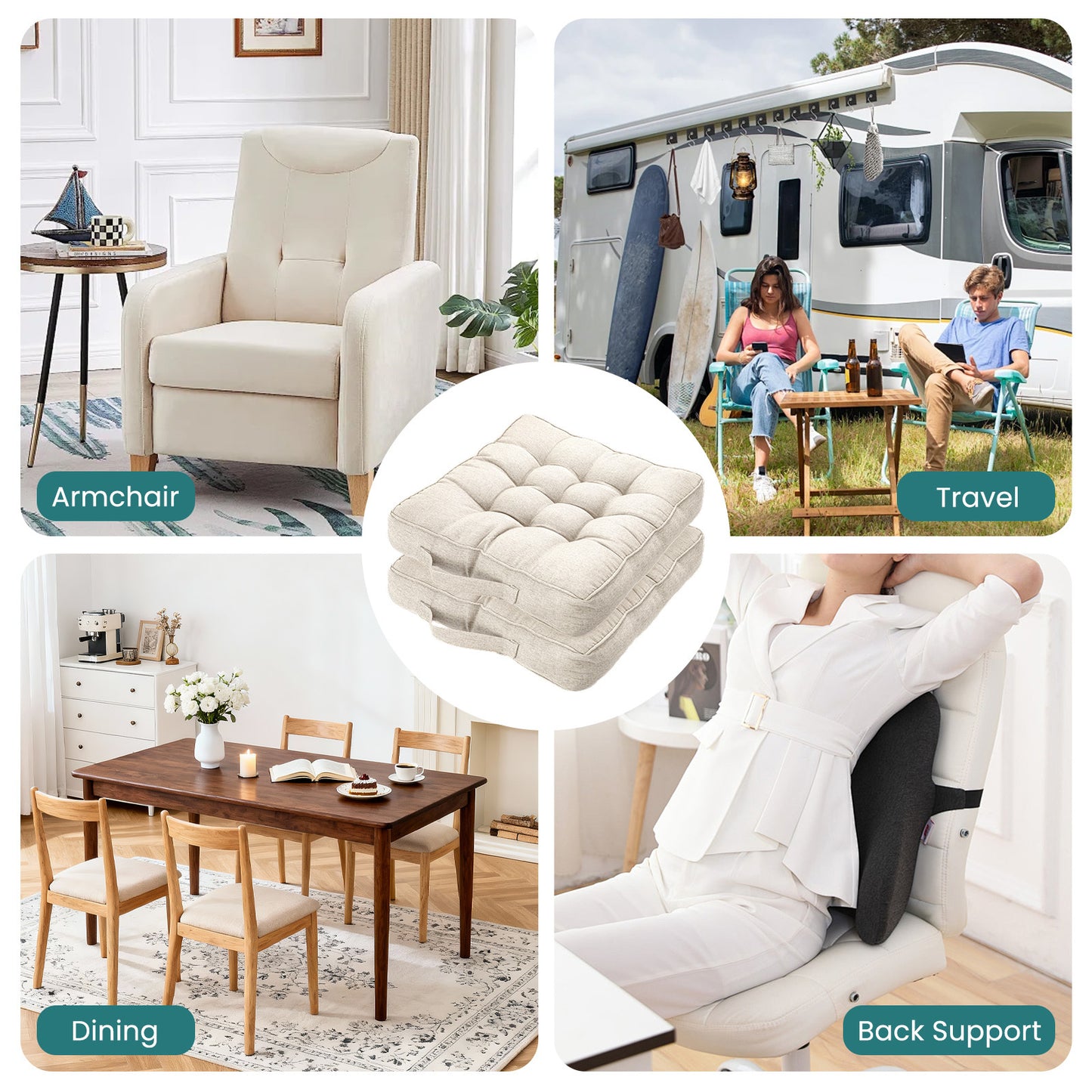 Chair Cushions Tufted Garden Kitchen Chair Cushion with Handle Strap Comfortable Chair Pads for Dining Room Kitchen