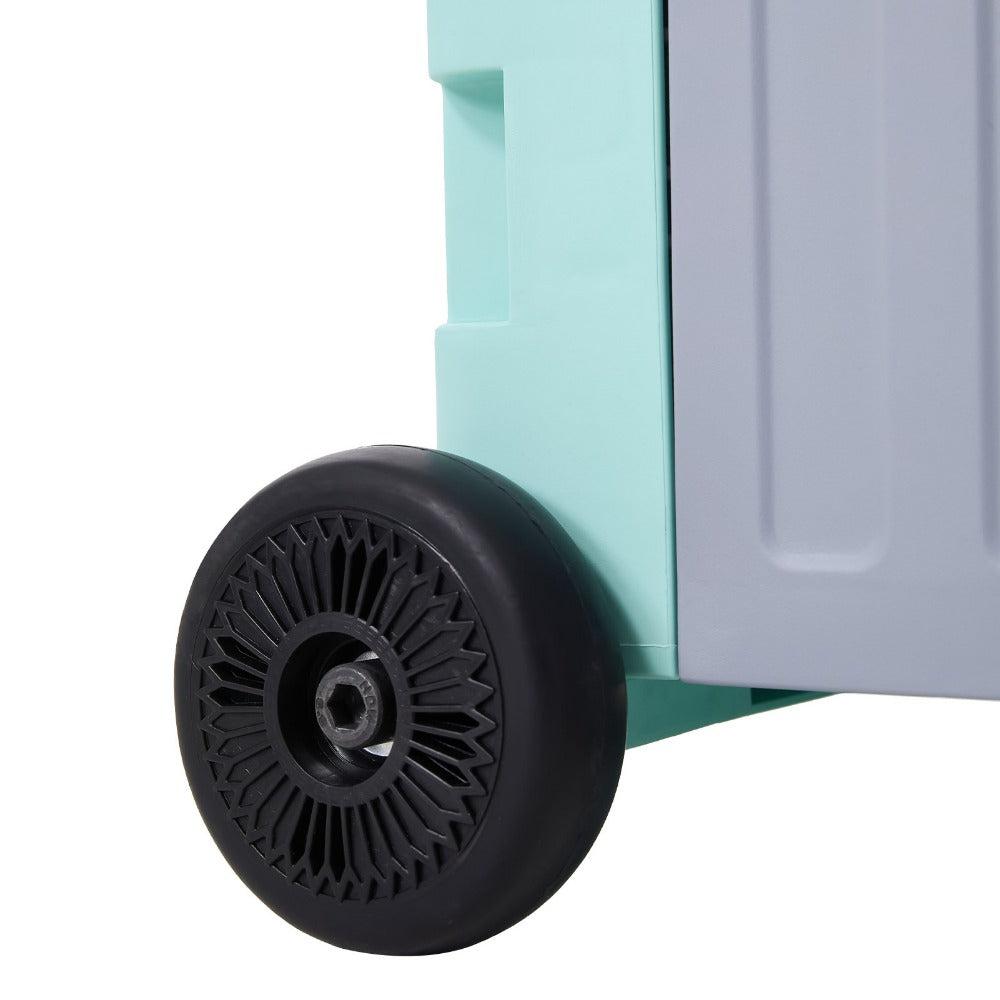 Foldable Shopping Trolley on Wheels with Large Capacity Storage Box – Portable Folding Cart for Grocery, Camping, Travel & Moving, Adjustable Handle, Grey & Green