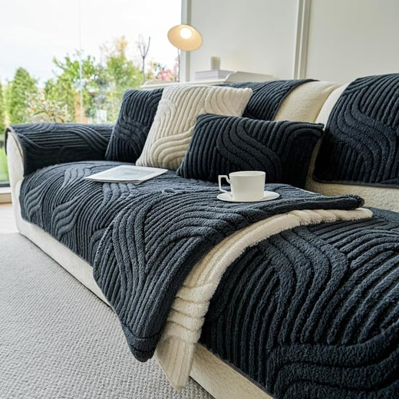 Bohemian Plush Sofa Cover – Modular Seat, Armrest & Cushion Options