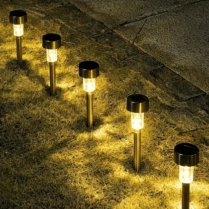 12pcs Solar LED Lights, Solar Outdoor LED Stainless Steel Stick Lights, Solar Landscape Decorative Lights, Suitable for Courtyards, Lawns, Paths, Decks, Driveways And Gardens, Holiday Parties, Garden Sidewalk Decoration
