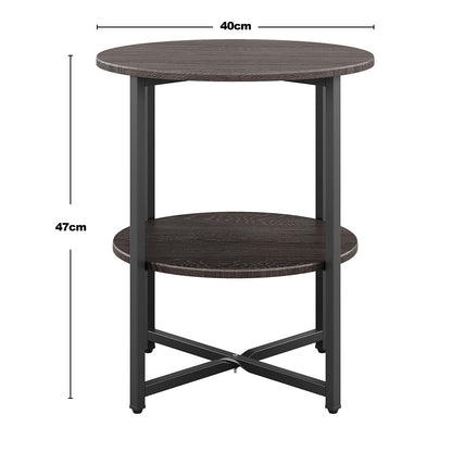 2-Tier Round Side Table - Multi-Level Storage Coffee Table for Plants/Lamps, Space-Saving Sofa/Bedside Organizer (15.75×15.75×18.5")