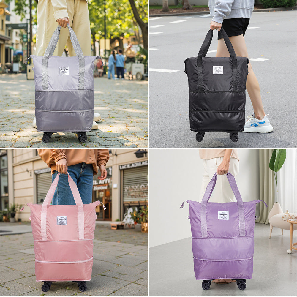 Travel Duffle Bag with Removable Wheels, Luggage, Suitcases, Expandable Sports Gym Bag for Women Men, Dry Wet Holdall Luggage Weekend Overnight Bags for Swimming