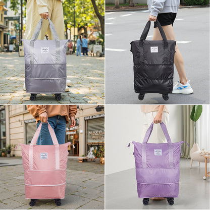Travel Duffle Bag with Removable Wheels, Luggage, Suitcases, Expandable Sports Gym Bag for Women Men, Dry Wet Holdall Luggage Weekend Overnight Bags for Swimming