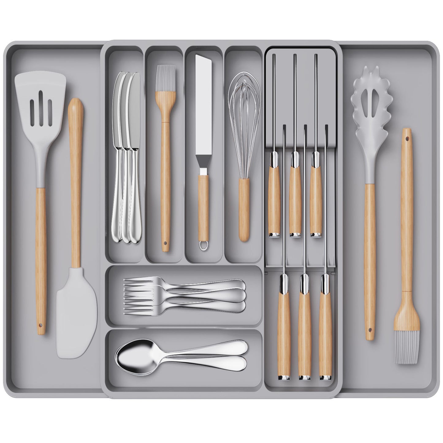 Cutlery Drawer Storage. Organizer, Kitchen Expandable Cutlery Tray. Cutlery Storage, Kitchen Storage, Adjustable Cutlery and Cutlery Holder. Thoughtful Holiday Gift, Christmas Gift, Halloween Gift. Compact Plastic Cutlery Storage Box, Large