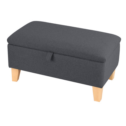 Linen Padded Storage Stool Ottoman Storage Box Footstool Living Room Bedroom Hallway Shoe Stool Footrest