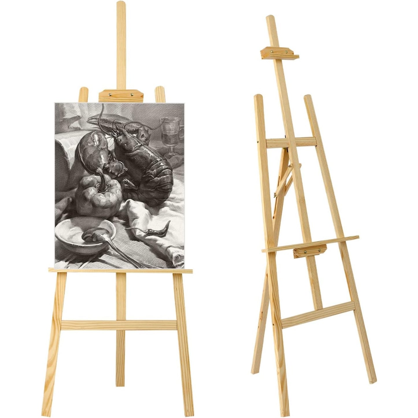 Easel Stand 1.5M Studio Easel Canvas Stand for Wedding Adjustable Drawing Painting Holder Foldable Artist Tripod Easel for Painting Sketch Exhibition