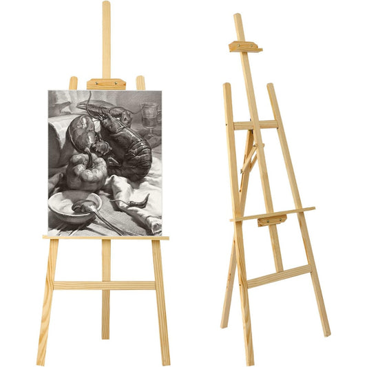Easel Stand 1.5M Studio Easel Canvas Stand for Wedding Adjustable Drawing Painting Holder Foldable Artist Tripod Easel for Painting Sketch Exhibition