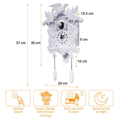 Cuckoo Clock Wall Battery Operated Pendulum – Vintage Chiming Bird Flapping Volume Adjustable – Black Forest Style Wall Clock for Living Room Office Home Décor