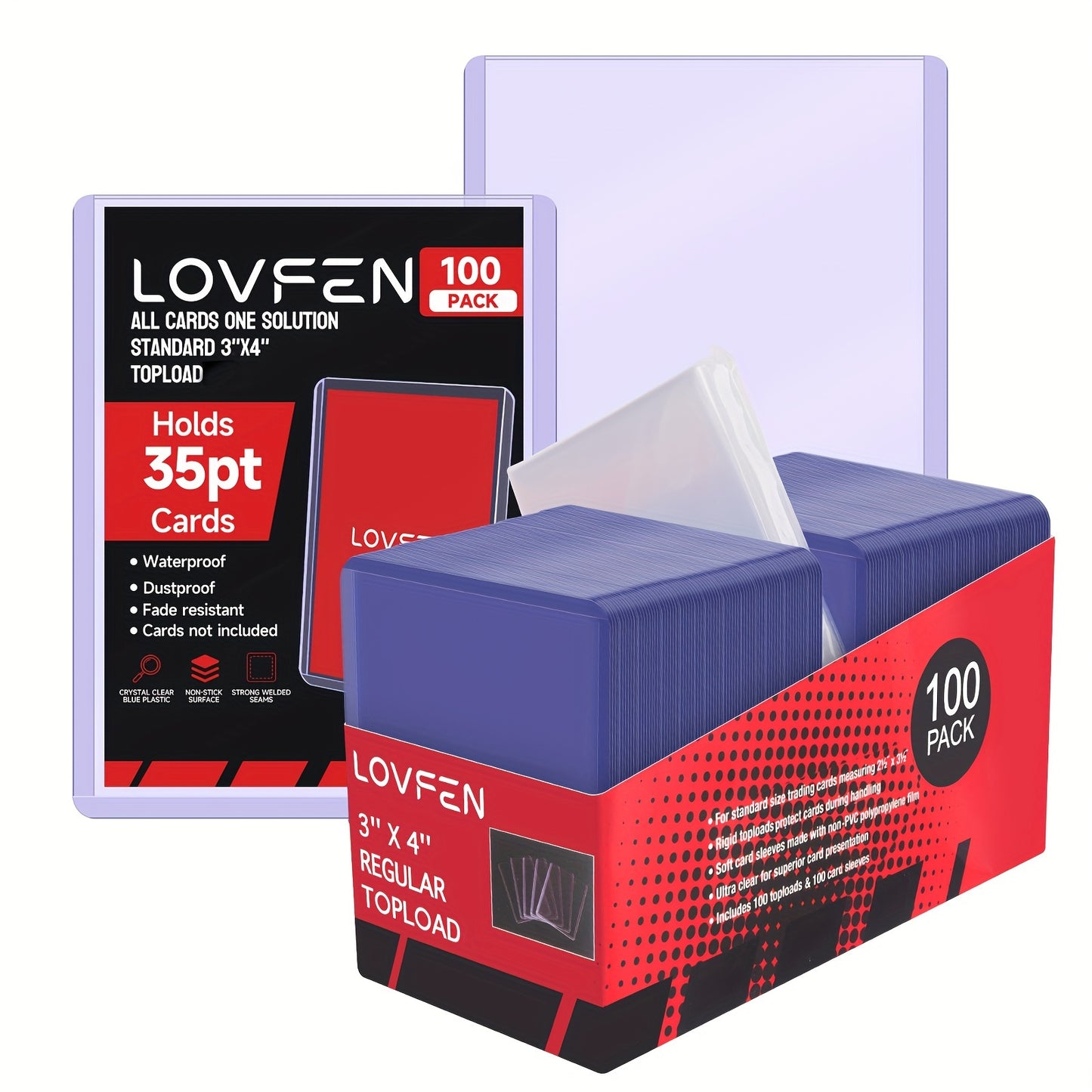 LOVFEN 200/400/1000/2000ct 7.62cm x 10.16cm Top Loads for Cards- 35pt Premium Hard Plastic Card Protectors, Plastic Card Sleeves, for Trading Baseball Game Sports Collectible Card