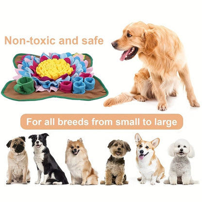 Dog Snuffle Mat 48x48cm Nose Training Slow Feeder Puzzle Toy – Foldable Plush Sniffing Foraging Mat for Dogs Anxiety Relief Mental Stimulation & Treat Hiding, Colourful