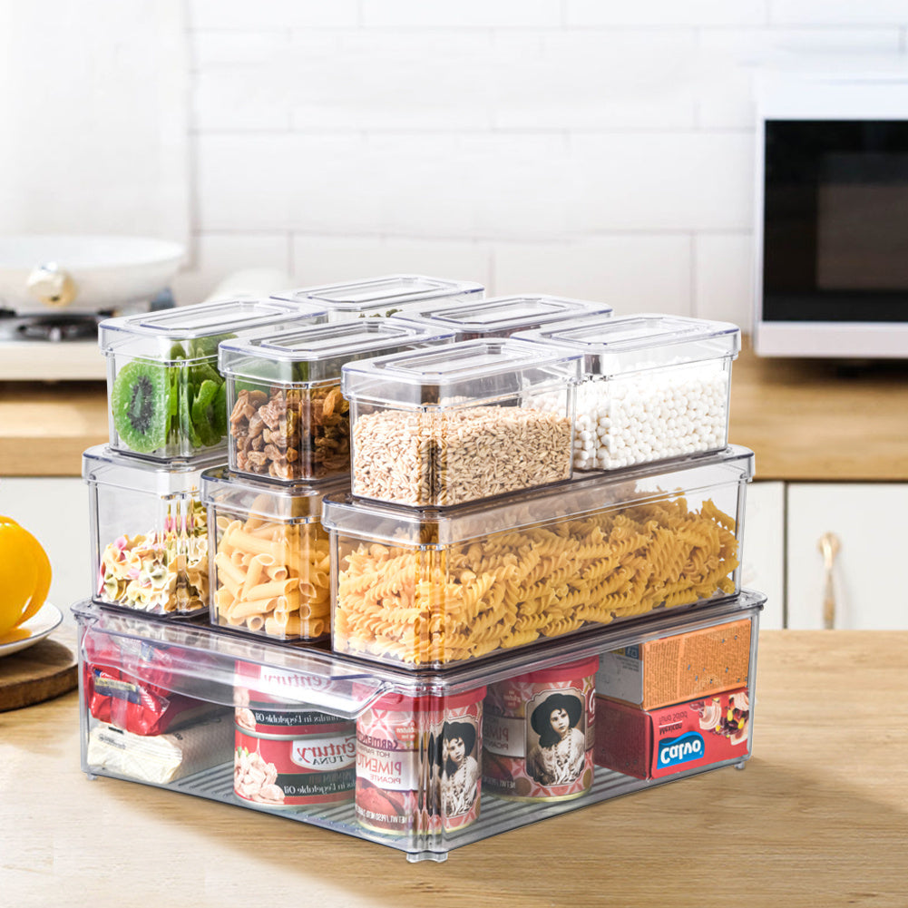 7/10-Pack Clear Stackable Refrigerator Organizer Bins - Multi-Purpose Food Storage Containers for Fridge, Freezer, Pantry - Ideal for Fruits, Vegetables, Meat - Durable PET, Easy to Clean, Fridge Storage Boxes and Containers