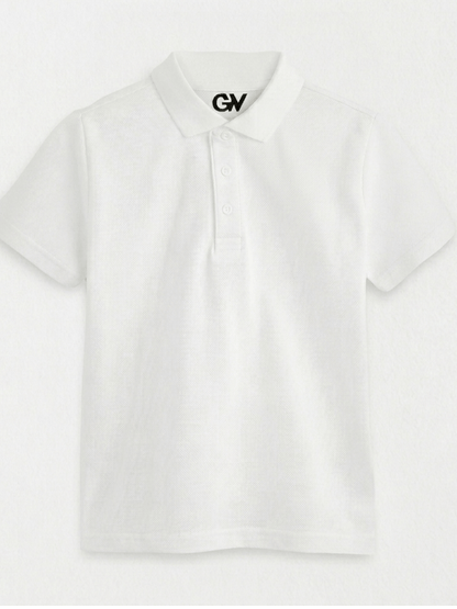 GW CLASSY OUTFIT 2 Pack School Boys Girls Unisex Kids High Quality White Short Sleeve Polo T-Shirt Age 4-12 Years