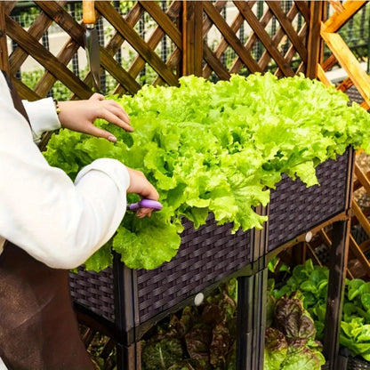 Raised Garden Bed with Legs Plastic Planter Box for Planting Vegetables Herbs - Elevated Design, No Kneeling, Protects Plants from Pets